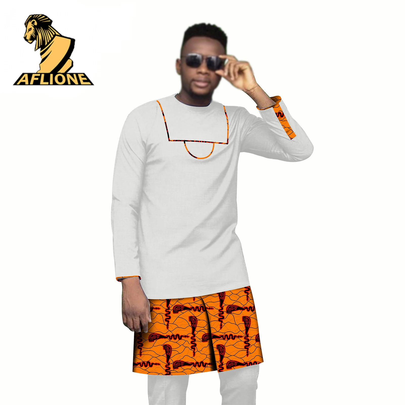 2021 New Spring African Clothes For Men Dashiki Long Sleeve Bicolor Wax Crew Neck Colorful Africa Hombre Rich Bazin 2 Piece Set