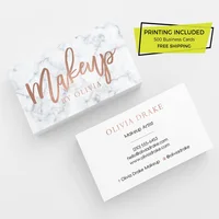 Personalize Calling Card Makeup 500 Business Cards Printed Business Card Template  Marble Rose Gold Makeup Business Cards