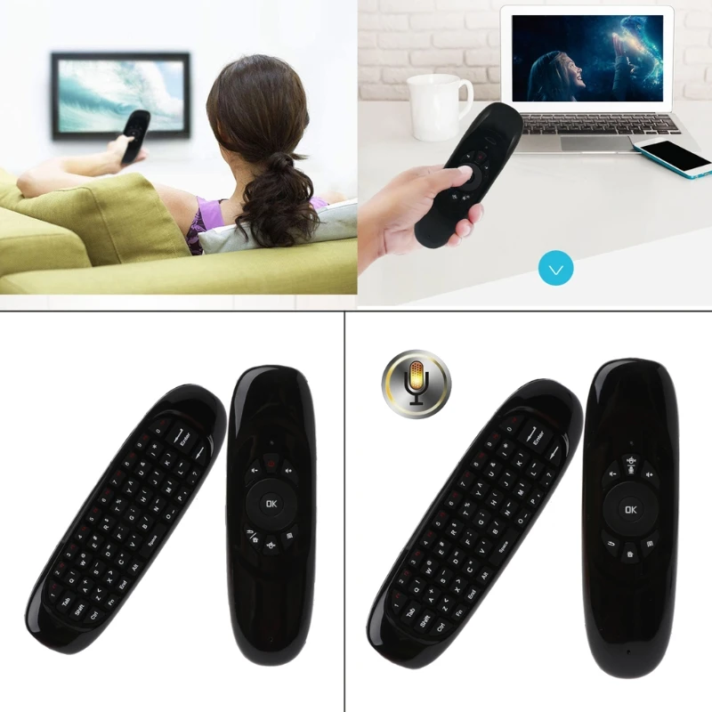 Беспроводная мини-клавиатура C120 Fly Air Mouse с микрофоном для голосового поиска 2 4 ГГц