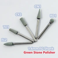 5pcsset dental green stone polisher fg shank cn1 cy2 fl2 tc1 rd1 high speed teeth whiting dentist tools teeth care poloshing