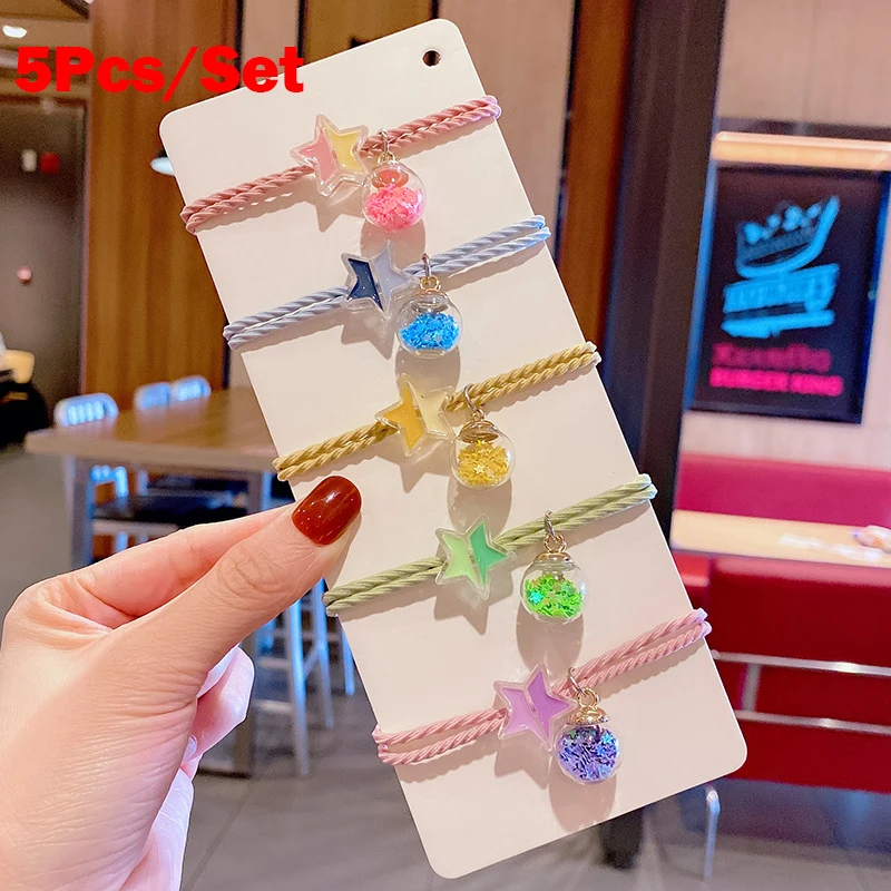 

5Pcs/Set Dream Planet Wishing Star Hair Rope Female Couple Bracelet Purpose Couple Friend Hair Band Rubber Band