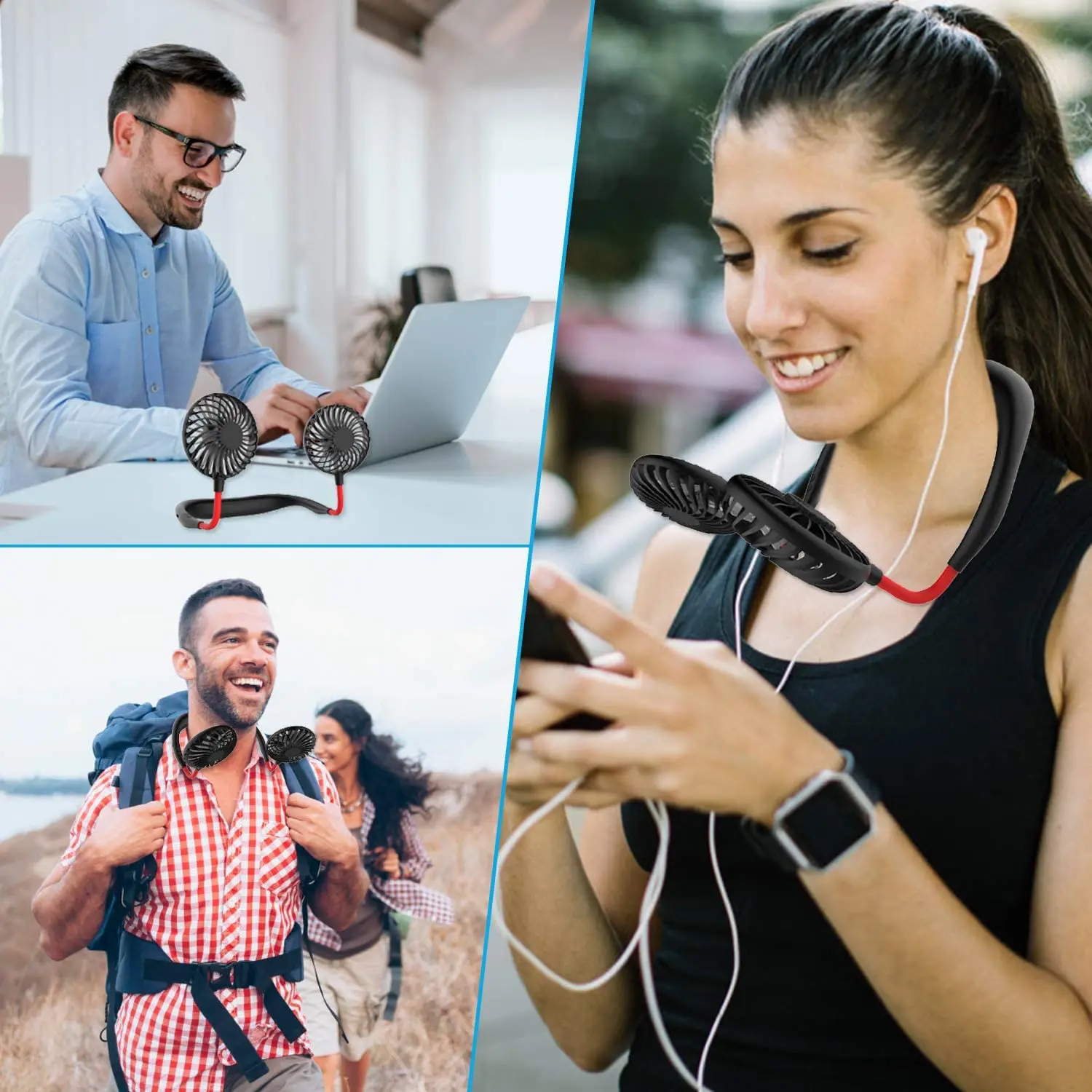 

USB Portable Mini Fan Neck Fan Neckband With Rechargeable Battery Hand Air Conditioner cooler Portable Sports Fan light Usb Desk