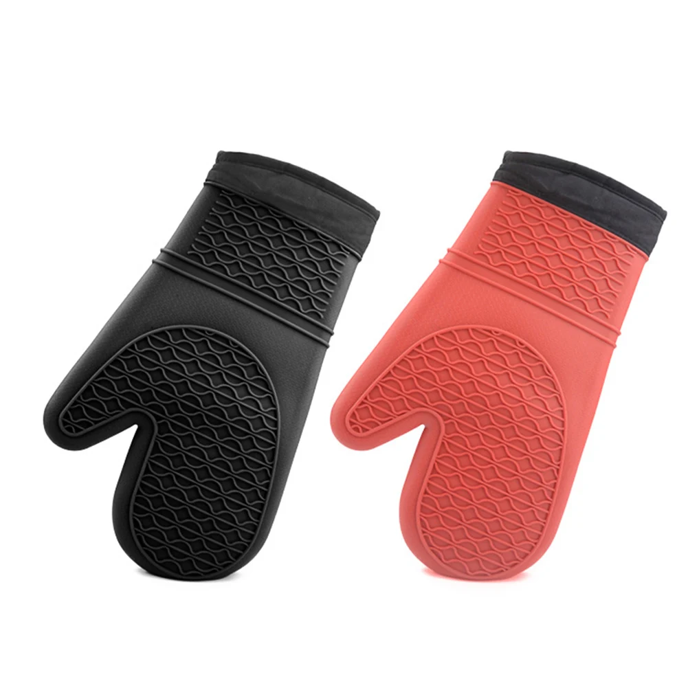 

Silicone Oven Mitt(1pc) Heat-Insulation Kitchen Gloves Non-Slip Surface with Cotton Liner