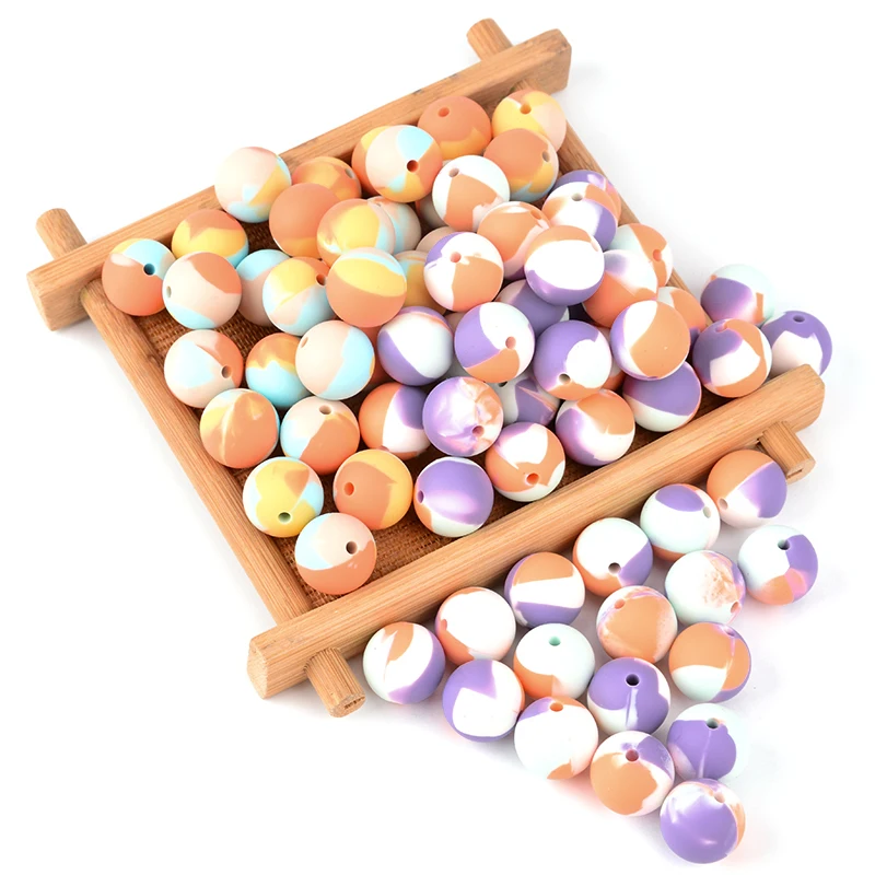 Cuentas de silicona para dentici&oacute;n de beb&eacute;, abalorios redondos de colores para dentici&oacute;n, hex&aacute;gono libre de BPA, 20 Uds.-2