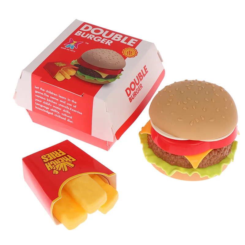 

1 Набор имитация гамбургера, картофеля фри, кухонная игрушка, ролевые игрушки, мини-закуски, бургеры, обучающие игрушки для малышей