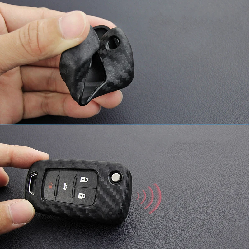 

Carbon Fiber Silicone Car Key Cover case Shell keychain For Chevrolet Cruze Fit Buick Opel VAUXHALL Astra Corsa Antara Meriva