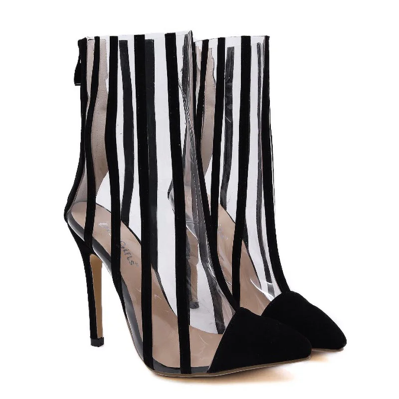 Женские босоножки туфли лодочки на высоком каблуке из прозрачного ПВХ