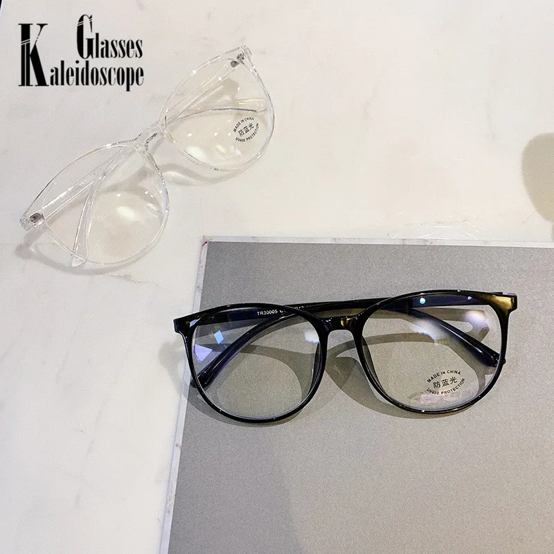 

Retro Blue Light Blocking Computer Glasses Frame Women Decorative Round Spectacle Fashion Transparent Anti-blue Eyeglasses Frame