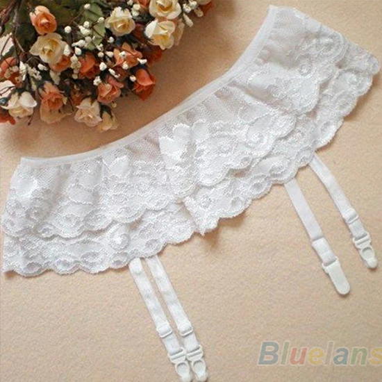 Женские пикантные двухслойные кружевные подвязки с цветочным рисунком пояс для