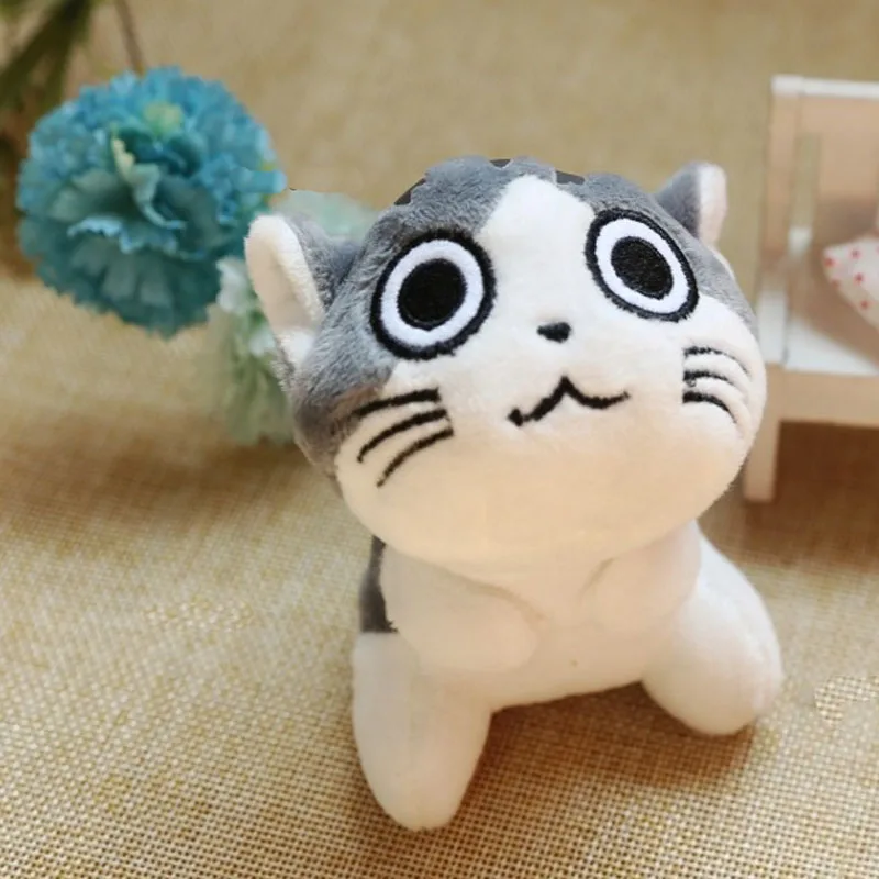 

4designs, 9CM approx, cat Plush Stuffed dolls toys ; Key ring chain Plush cat