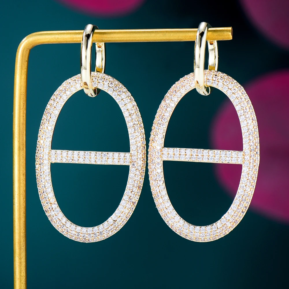 

2022 Подвески бренда GODKI Роскошные модные овальные Подвесные серьги полностью покрытые микрокристаллами циркония Дубаи свадебные серьги-кап...