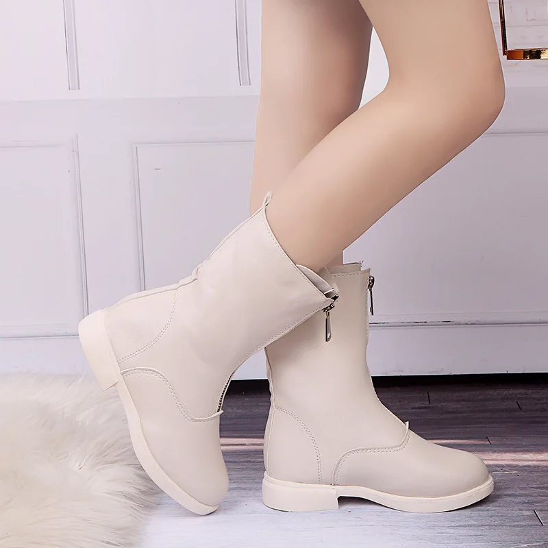 

2020 Kids Boots Children Mid Calf Shoes Girls Black Motorcycle Boots Boys Fashion Martin Boots Brand Shoes Warm Pu Leather Shoes