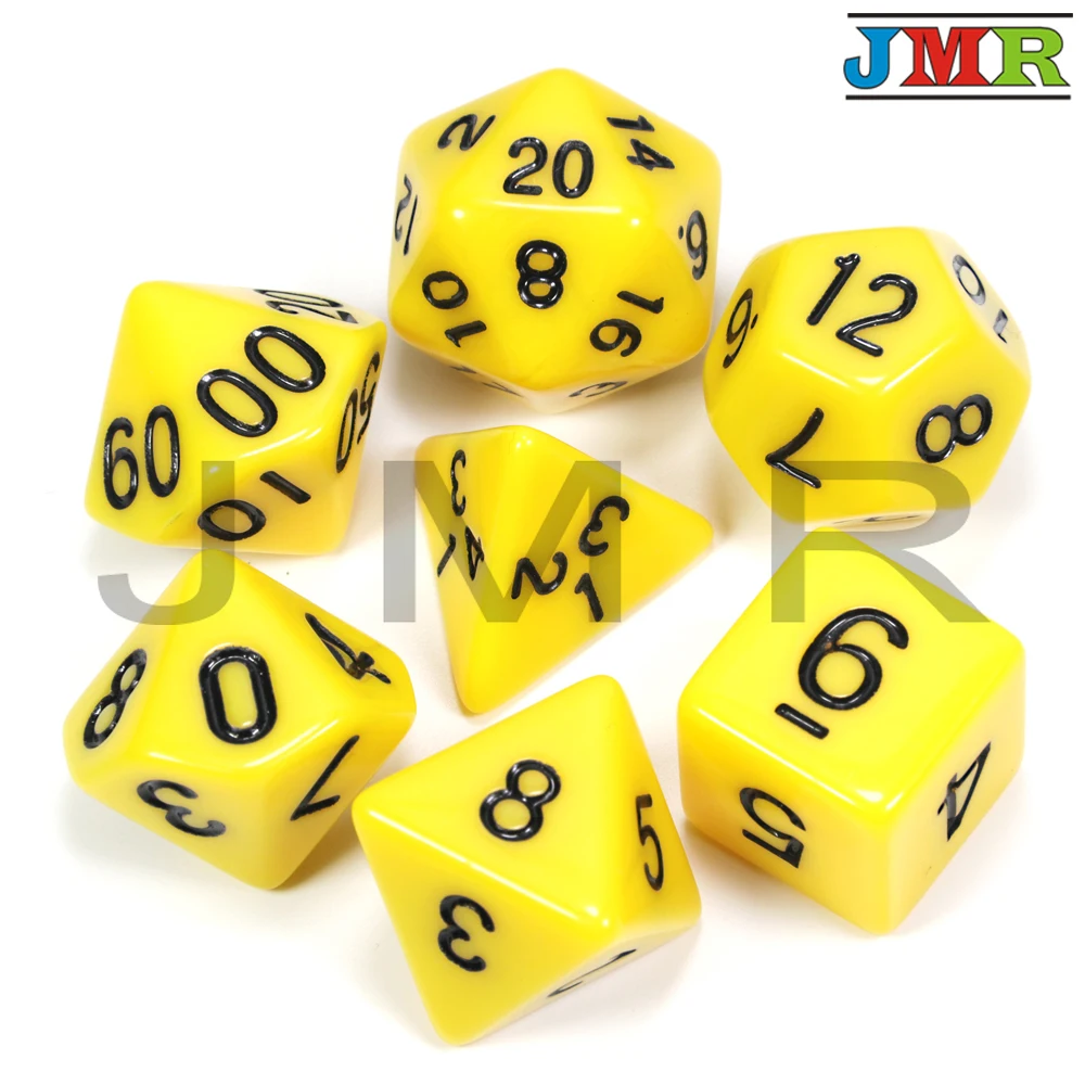 Высокое качество Черный с желтыми чернилами цвет 7 шт./лот непрозрачные кости