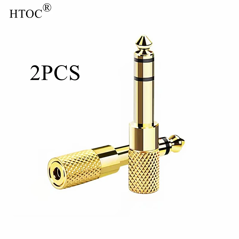 

HTOC 2PCS 6.35mm (1/4 Inch) Male To 3.5mm (1/8 Inch) Female Stereo Audio Adapter Gold Plated For Guitar Microphone Speaker More
