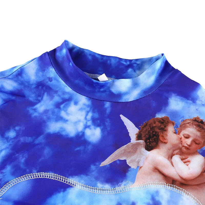 

Women Fashion Long Sleeve Angel Print Crop Top Stylish Top for Shopping Daily Wear