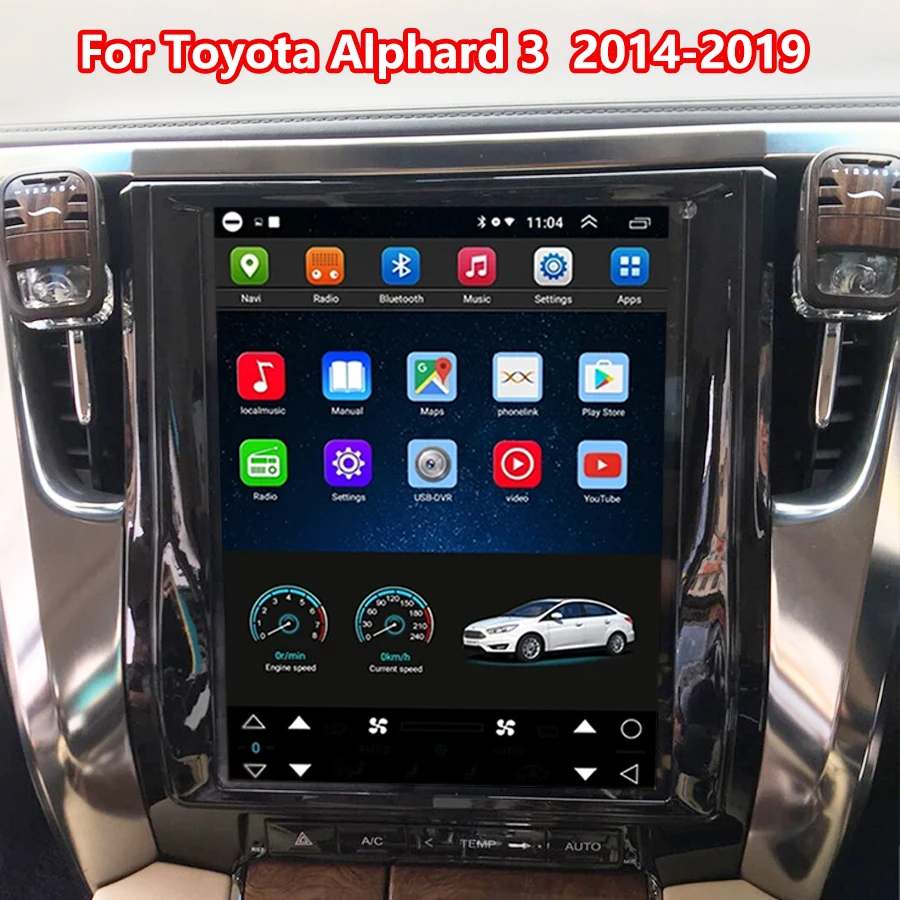 

Головное устройство для Toyota Alphard 30, 2014, 2016, 2018, 2019, 12 дюймов, стерео, экран Тесла, GPS, видеоплеер, Авторадио, встроенный Carplay
