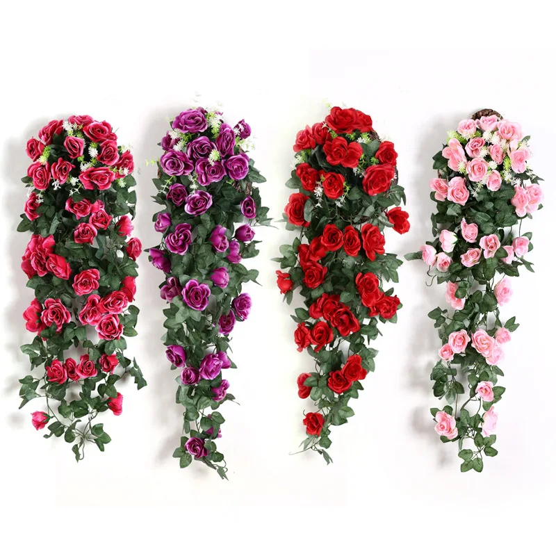 

Fake Flower Rattan Simulation Flower Rattan Decoration Wall Hanging Simulation Rose Home Decoration Flower Wall Hanging Flower