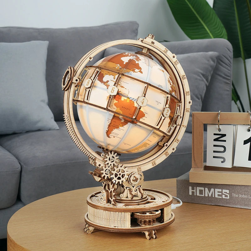Robotime-rompecabezas 3D de madera en forma de globo para ni&ntilde;os, juguete de construcci&oacute;n con dise&ntilde;o de globo luminoso-2