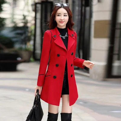 

Woolen Coat Women Khaki 3XL Plus Size 2020 Autumn Winter New Korean Fashion Slim with Belt Long Sleeve Wool Coats Feminina HJ039