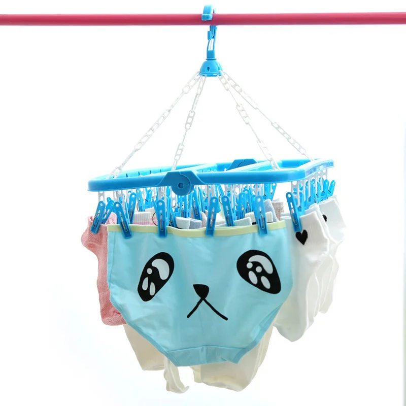 Пластиковая портативная вешалка для одежды с зажимами складная подставка