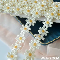 2 2cm wide white cotton embroidered daisy lace appliques 3d flowers fabirc collar neckline trim ribbon dress hats sewing diy