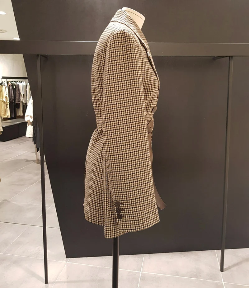 Осенне зимний двубортный клетчатый Блейзер пальто новая Корейская версия