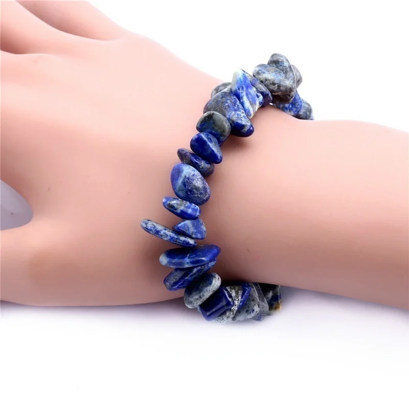 Натуральный Лазурит камни бисер браслет неправильный гравий кварцевый