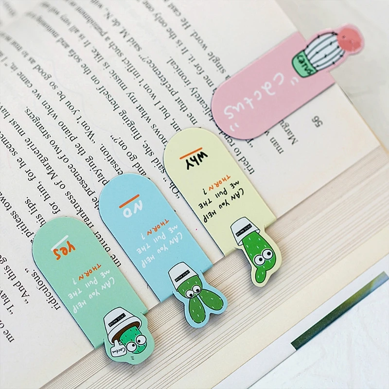 

3Pcs /Set Fresh Cute Cactus Magnetic Bookmarks Stationery School Office Supplies