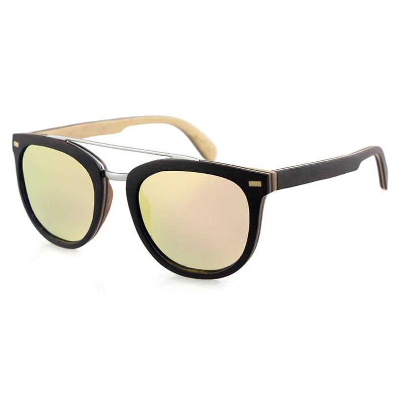 Мужские солнцезащитные очки квадратные поляризационные из черного дерева