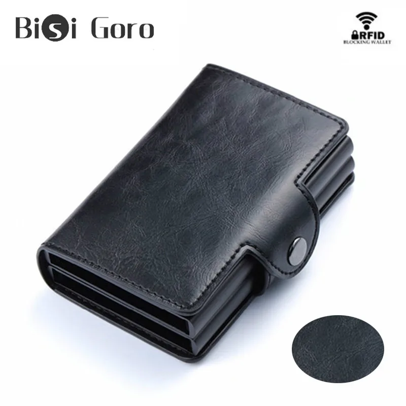 BISI GORO, высокое качество, RFID Блокировка, Умный кошелек, всплывающие женские кошельки, сумка для денег, кредитный держатель для карт, двойная коробка, кошельки для карт