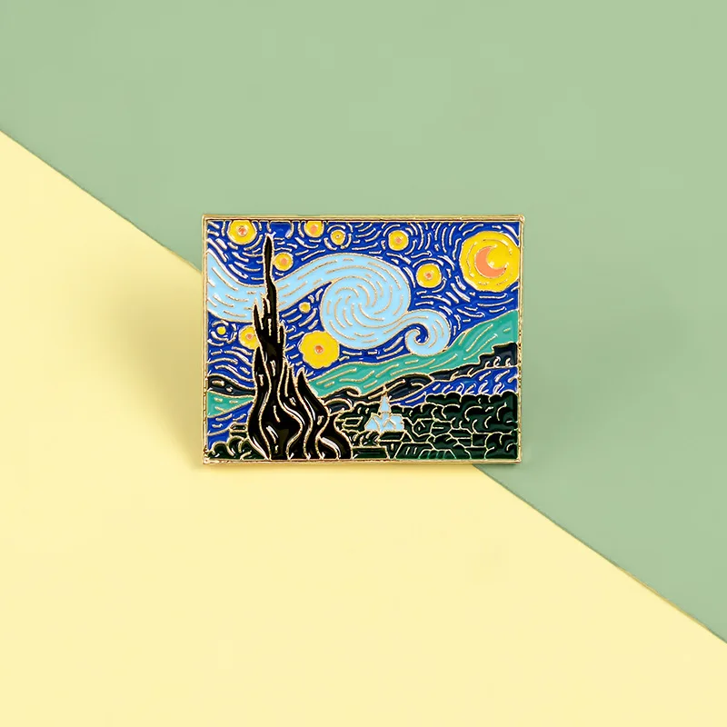 Мультяшная эмалированная брошь sun moon звезда небо картина маслом значок из сплава