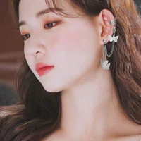korean fashion butterfly earrings women jewelry retro chain earrings one piece ear bone chain punk dark studs earrings earring