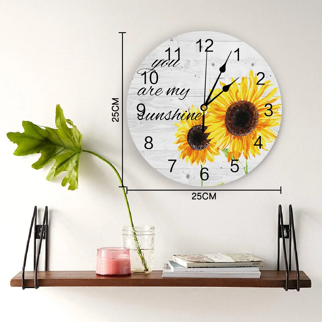 Sunflower You Are My Sunshine Printed PVC Wall Clock Modern Design Home Decor Bedroom Silent O'clock Watch Wall For Living Room