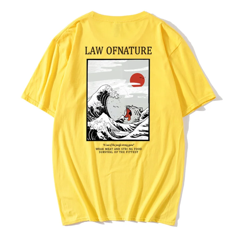 Уличная одежда с японским принтом укиё кота и волн 2020 летние мужские