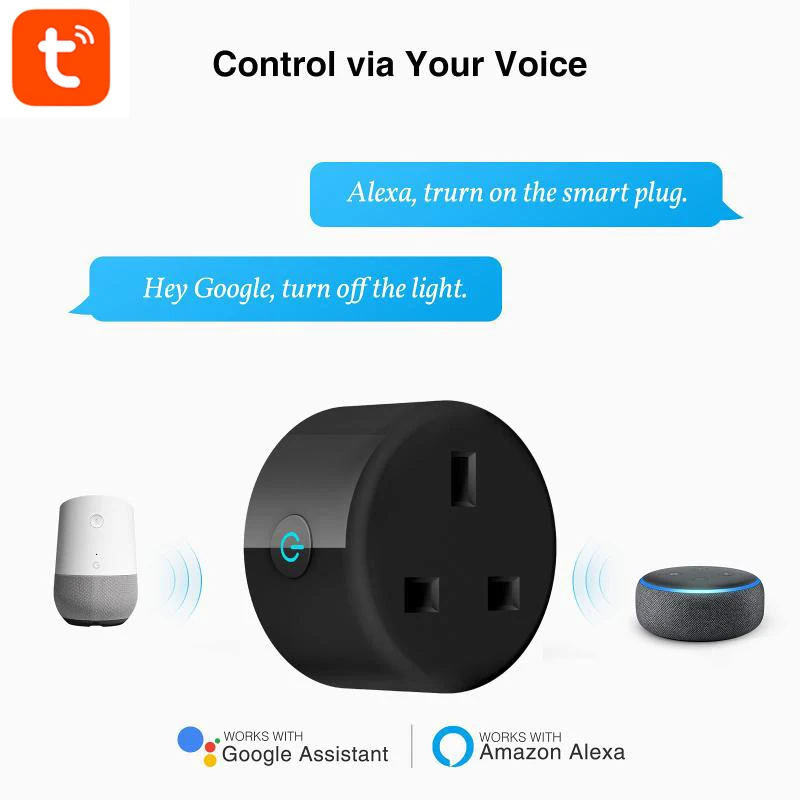 

Умная розетка Tuya SmartLife с поддержкой приложения Alexa/Google Home, Wi-Fi, 10 А, голосовое управление, монитор питания, таймер, для умного дома
