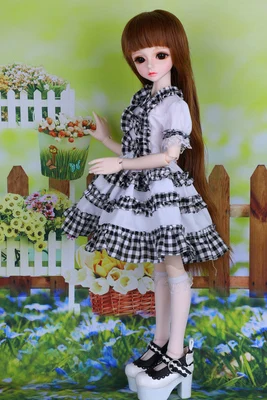 Полный набор высшего качества 1/4 bjd Kid Delf Girl BORY female doll лучшие подарки для девочек игрушечный парик одежда для лица макияж в комплекте Смола recast - Цвет: Бургундия
