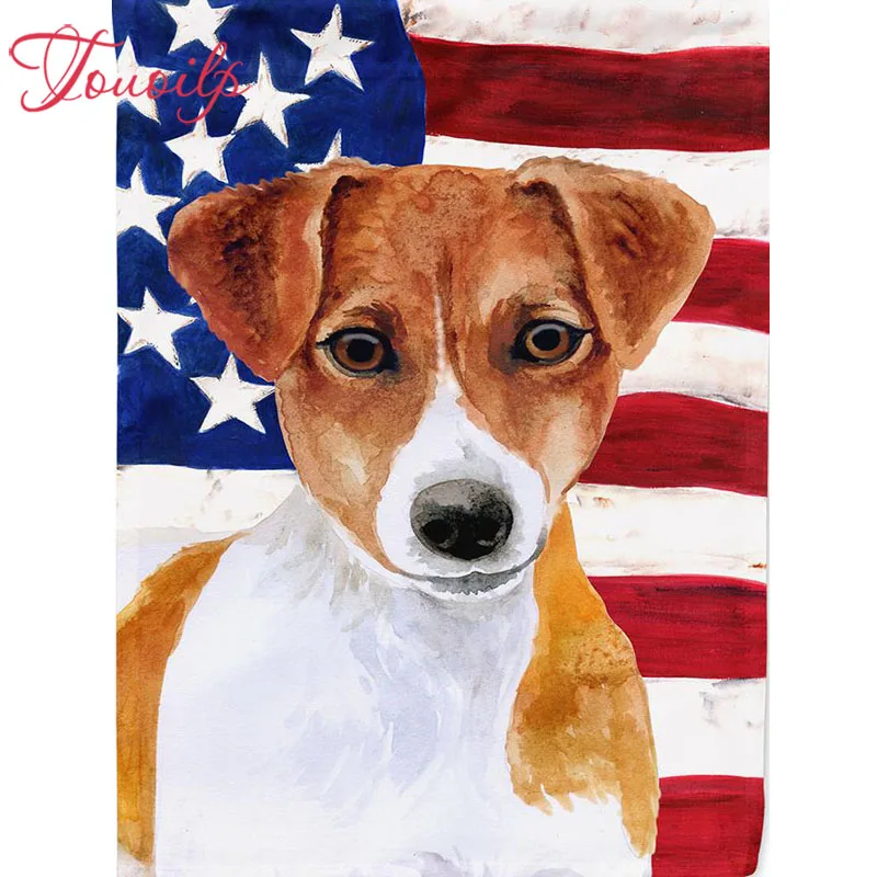 TOUOILP Полный Круглый и Квадратный бриллиант вышивка Национальный флаг Собака 5d