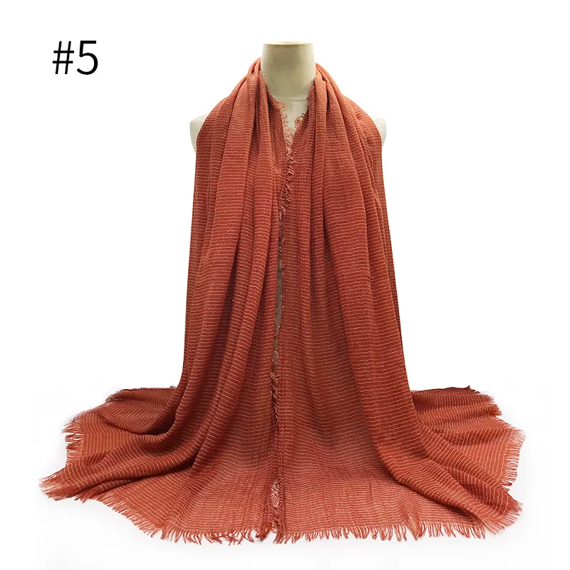 Новинка; Лидер продаж; Модные женские шарфы; полосатые кисточки; шалв; однотонные обертывания; Хлопковые женские мусульманские хиджаб10шт/партия