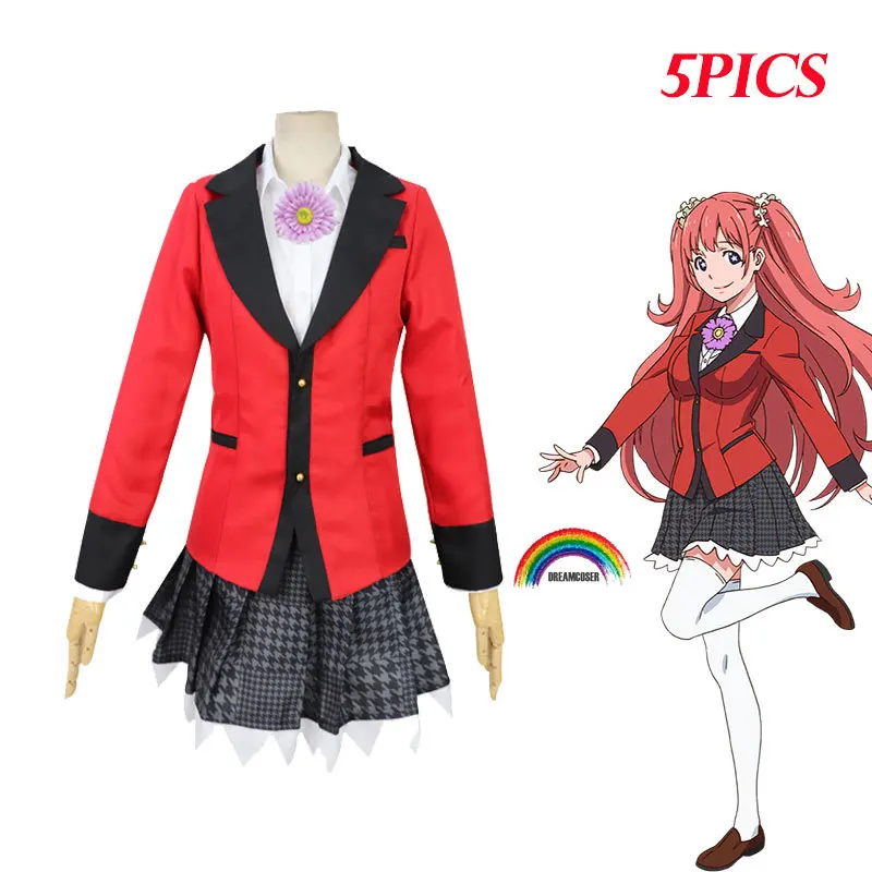 6 предм аниме юмеми Yumemite Kakegurui парик костюм Play Искусственные парики костюмы на