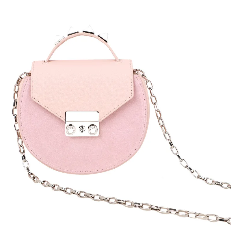 

2021 new style leather ladies handbag fashion all-match trend frosted chain rivet one-shoulder diagonal piggy bag