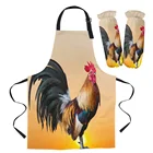 Фартук для уборки дома, с изображением петуха, восхода солнца, красочный, природное утро, фартук для домашней уборки, Кухонный Фартук женские фартуки