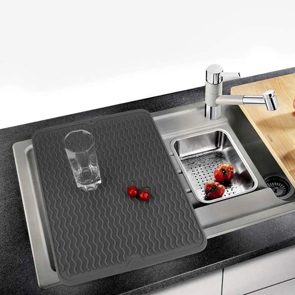 Силиконовый коврик для сушки посуды Многофункциональный силиконовый слива