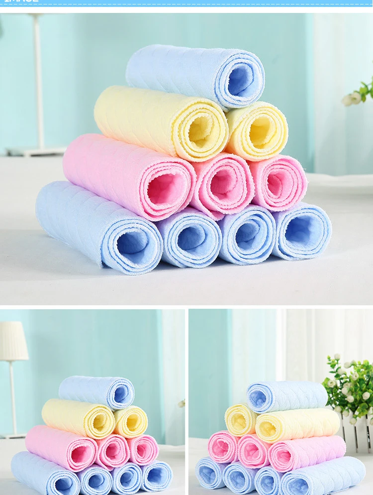 [usurpon] 5 pcs Cotton Insert Reusable Colored Baby Fitted Diaper Insert ECO Cotton Absorbent Newborn Diaper Insert