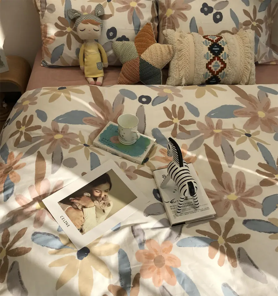 

Cute pastoral floral bedding set,lovely single double cotton twin full queen home textile flat sheet pillow case duvet cover