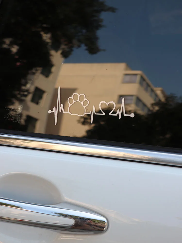 

ZTTZDY 19.6x8.4CM Lifeline Car Sticker Cat Footprints Vinyl Decal Love Black/Silver ZJ4-0070
