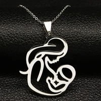 stainless steel mother kids necklace for wife women mothers day gift family love jewelry