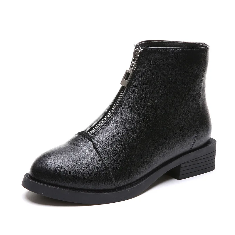 2019 г. Женские ботинки на молнии Челси женские Ботинки Martin ботильоны из флока в