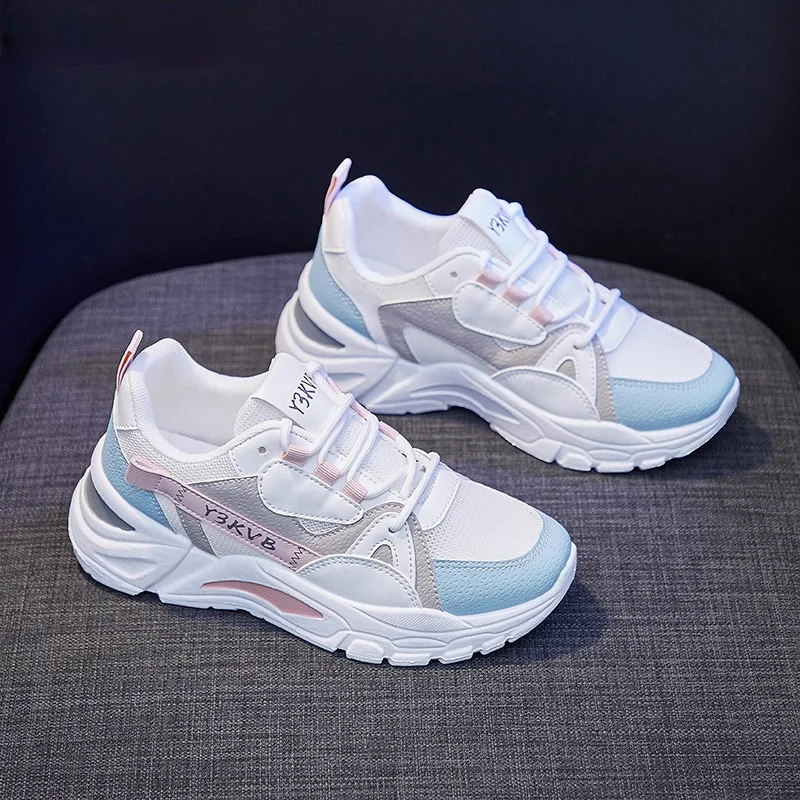 

2021 Spring Summer Women Sneakers Street Fashion Color Breathable Mesh Casual Sport Running Shoes Girl Patchwork Trainers