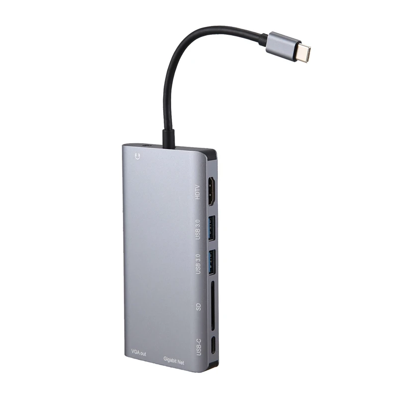 Горячая Распродажа Usbc к Rj45 Lan 4K Hdmi Vga 2USB 3 0 Sd кардридер 8 в 1 Type C док-станция адаптер