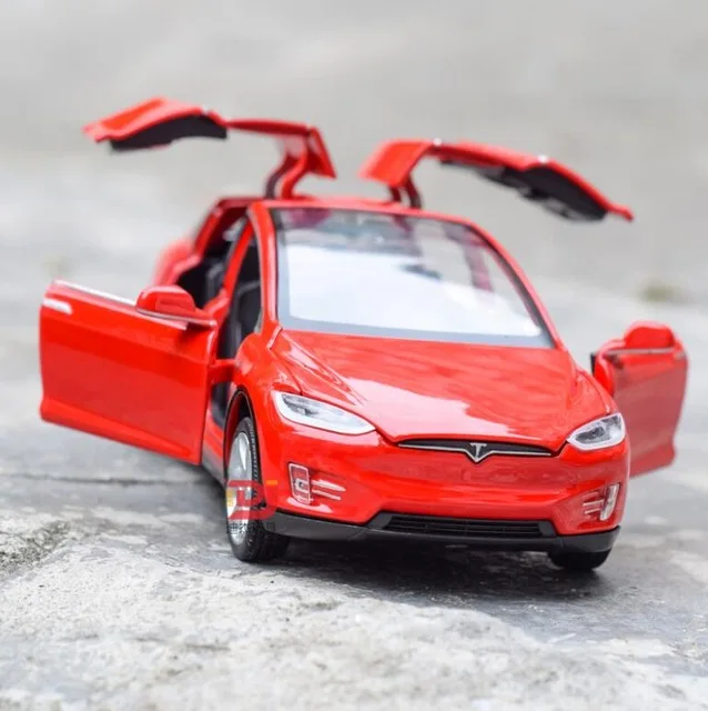 red Горячая Распродажа 1:32 Масштаб Tesla модель х сплав модель автомобиля 4 цвета звук и свет оттяните модель автомобиля мальчики подарок на день рождения коллокации - Цвет: red